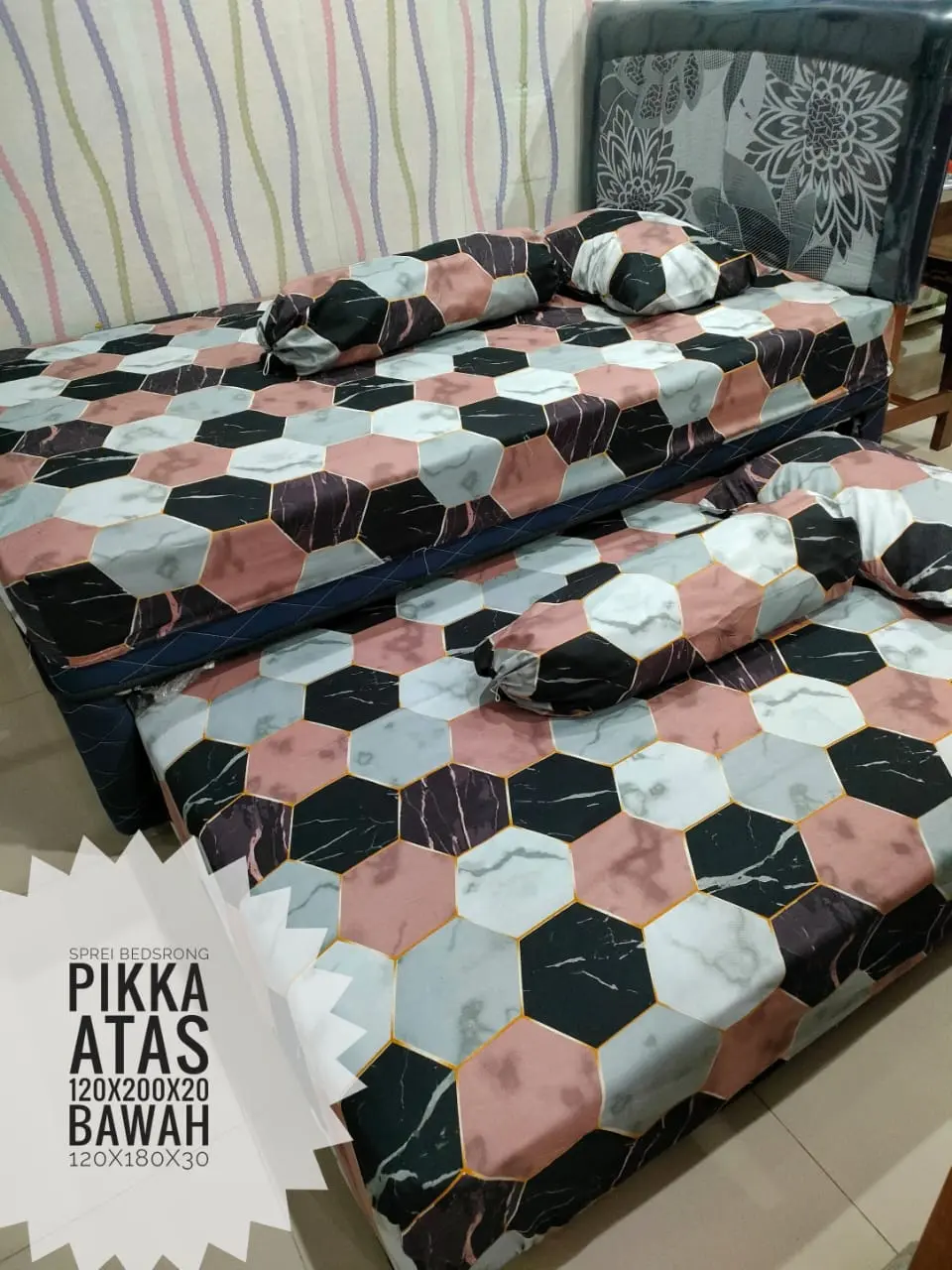Sprei Bedsorong 2 in 1/  free sarung bantal dan sarung guling bahan katun adem