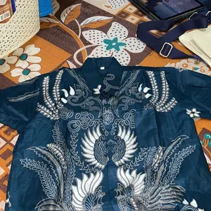 EMERALD GREEN KEMEJA PRIA BATIK COUPLE AYAH ANAK LAKI LAKI LENGAN PANJANG DAN PENDEK MOTIF GARUDA