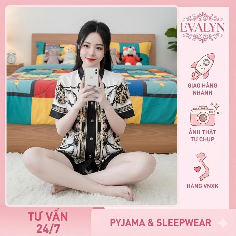 Set Đồ Bộ Pijama Nữ Lụa Cát Mịn Họa Tiết Xinh Xắn Chất Vải Mát Mẻ Full Size 40kg-70kg