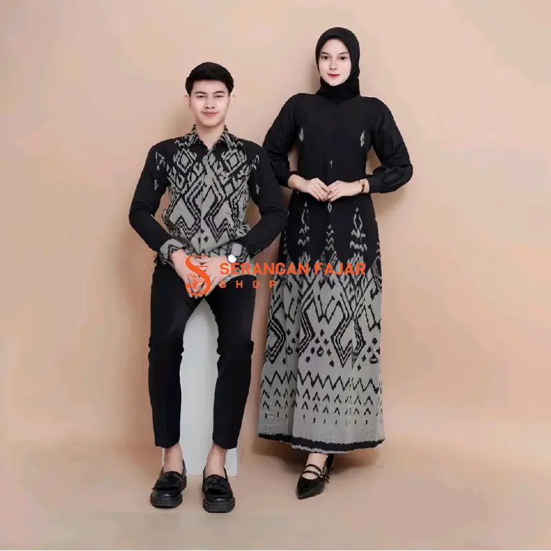 SET COUPLE TENUN DRESS RUBY BLACK / Baju Couple Pasangan Kondangan/ Dress / Kemeja / Couple Keluarga / Baju Couple Prewedding 5