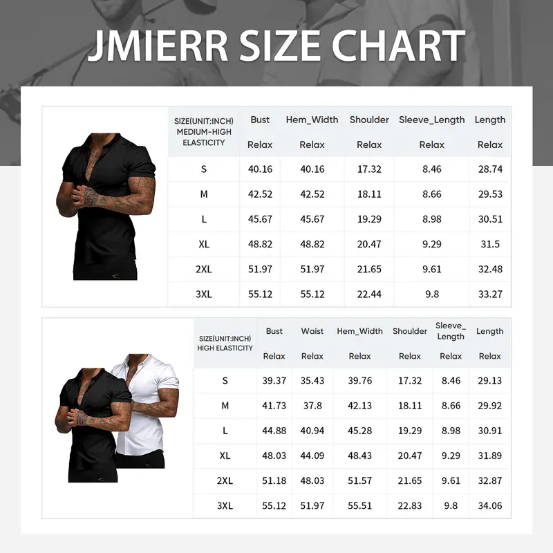 Product Introduction of JMIERR Mens Muscle Fit Dress Shirts Casual Button Down Shirt Short Sleeve Wrinkle-Free Shirts 1