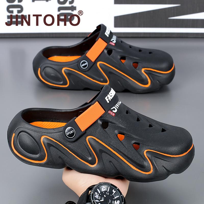 JINTOHO-Dép Cỡ Lớn Cho Nam, Dép Xỏ Ngón PVC Chống Trượt, Đan Nam, Guốc Cao Su, Dép Đi Biển Sang Trọng Thường Ngày Cho Nam