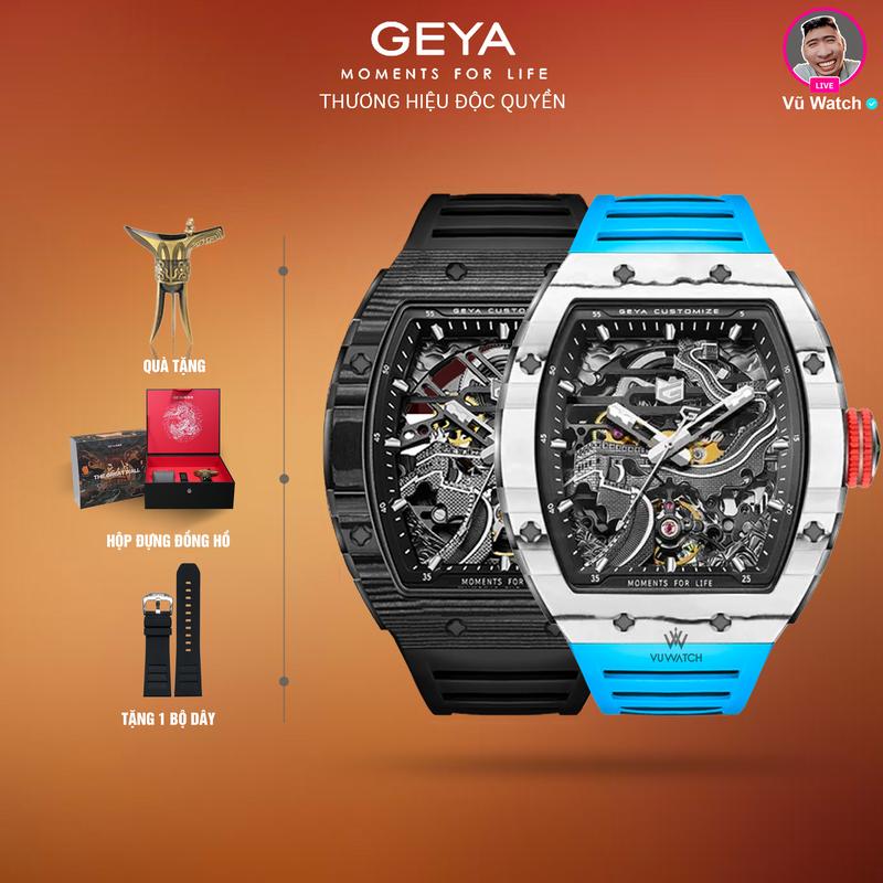  Đồng hồ cơ nam GEYA G78133  1260  Tặng 1 bộ dây hộp đựng 1 ly rượu 1 lần thay kính miễn phí 