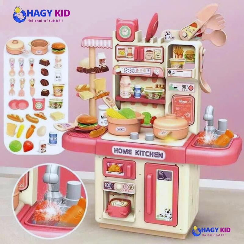 Bộ Đồ Chơi Nhà Bếp 2 Tầng Đứng Cao Cấp Hagykid Có Hiệu Ứng Khói Âm Thanh Ánh Sáng Vòi Nước Kèm 48 Phụ Kiện
