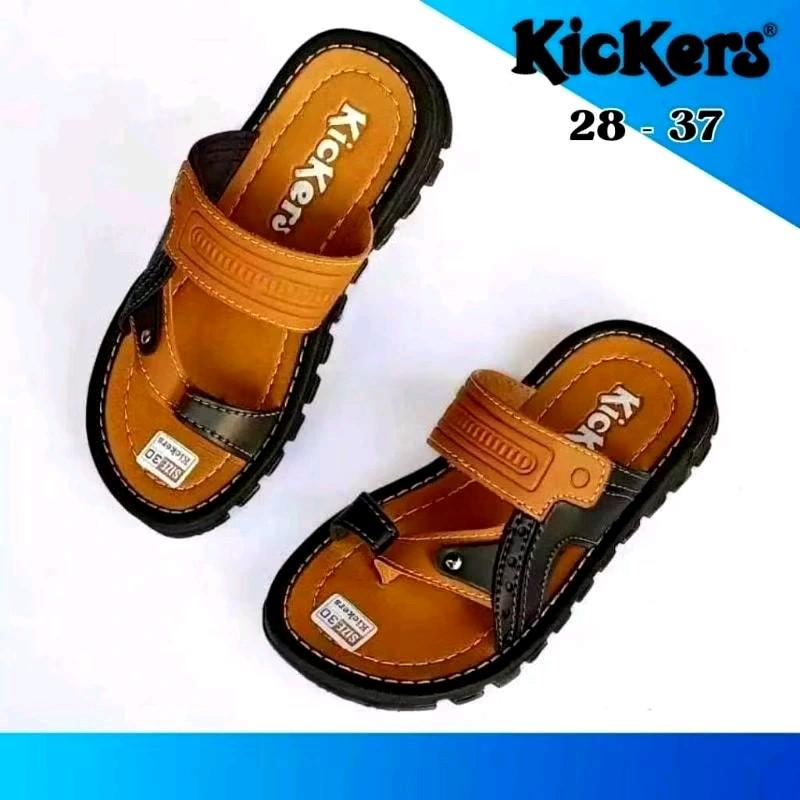 Promo Sandal Anak / Sandal Ank kickrs /Sandal Ank Kulit/ Sandal Anak SD/ Sandal Japit Motif 2 Warna/ size 28-37 Usia 3-10 Tahun Sepatu Fashion Karet 6