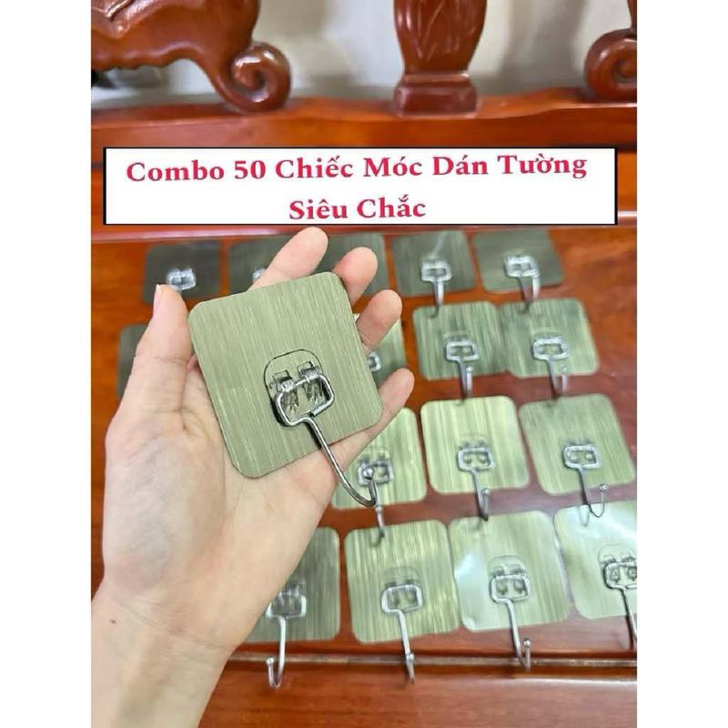 (Combo 50) Móc Dán Tường Inox, Mẫu Mới Dính Siêu Chắc Siêu Chịu Lực Tốt ,Móc Treo Vật Dụng Trong Nhà. 1