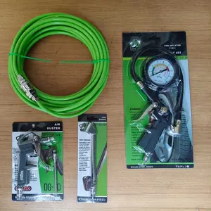Paket 4 Set Recoil PE Hose 5 Meter Selang Angin Kompresor Tire Inflator Air Duster Air Chuck Alat Pengisi Angin Kompresor Lengkap untuk Kebutuhan Anda