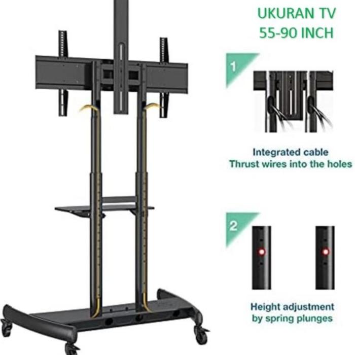 Jual Bracket Breket Braket Brecket TV 55-90 Inch Hitam Dengan Roda ...