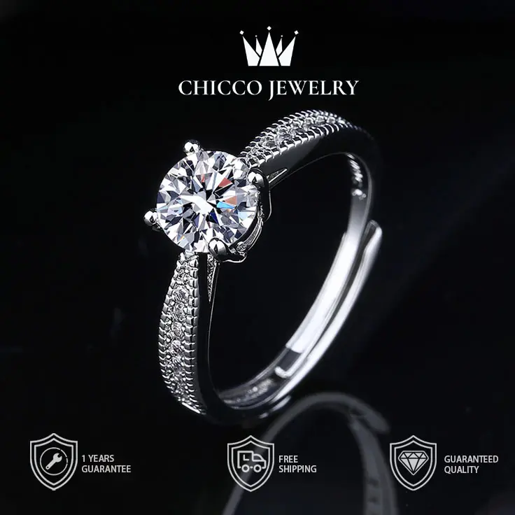 Cincin Wanita Jewellery Ring Kawin Aksesoris Pasangan Cowo Pria Adjustable Berkualitas High Quality Perhiasan Elegan Cantik Mewah 1 Carat Couple Grade VVS1 Garansi 1 Tahun COD 09
