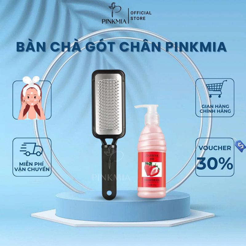  Bàn Chà Gót Chân Pinkmia Inox 304 Combo Cây Chà Gót Chân + Kem Mềm Gót Dành Cho Vùng Da Chai Sần 
