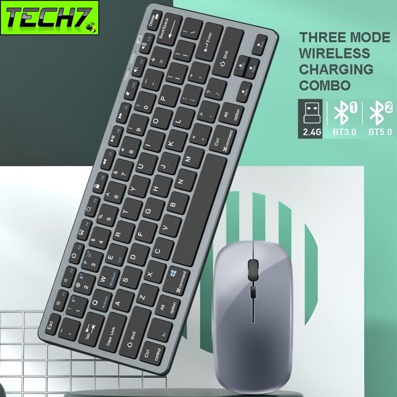 Bộ Bàn phím chuột không dây mini W616 - pin sạc Cổng TypeC - đa kết nối bluetooth 5.0 + 3.0 + Usb wireless 2.4G