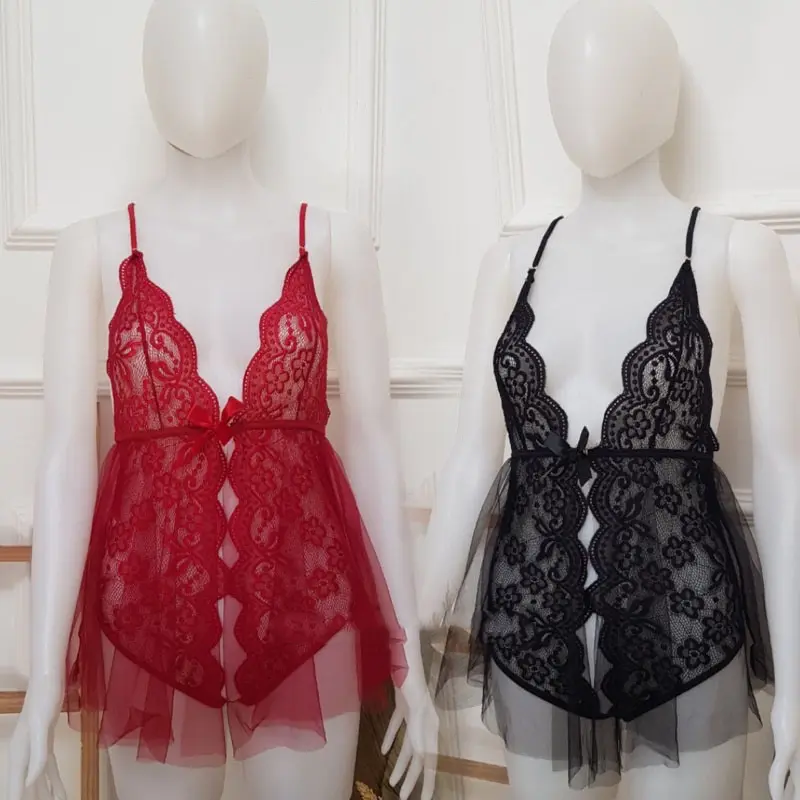 Yipao 905 Baju Piyama baju tidur Seserahan Malam Sleepware dicuci dengan tangan saja red lingerie