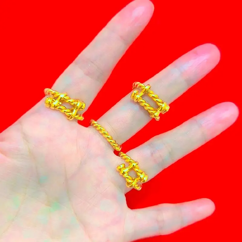 Cincin pintal lilit, dilapis emas 24k, dibalut kristal premium 1