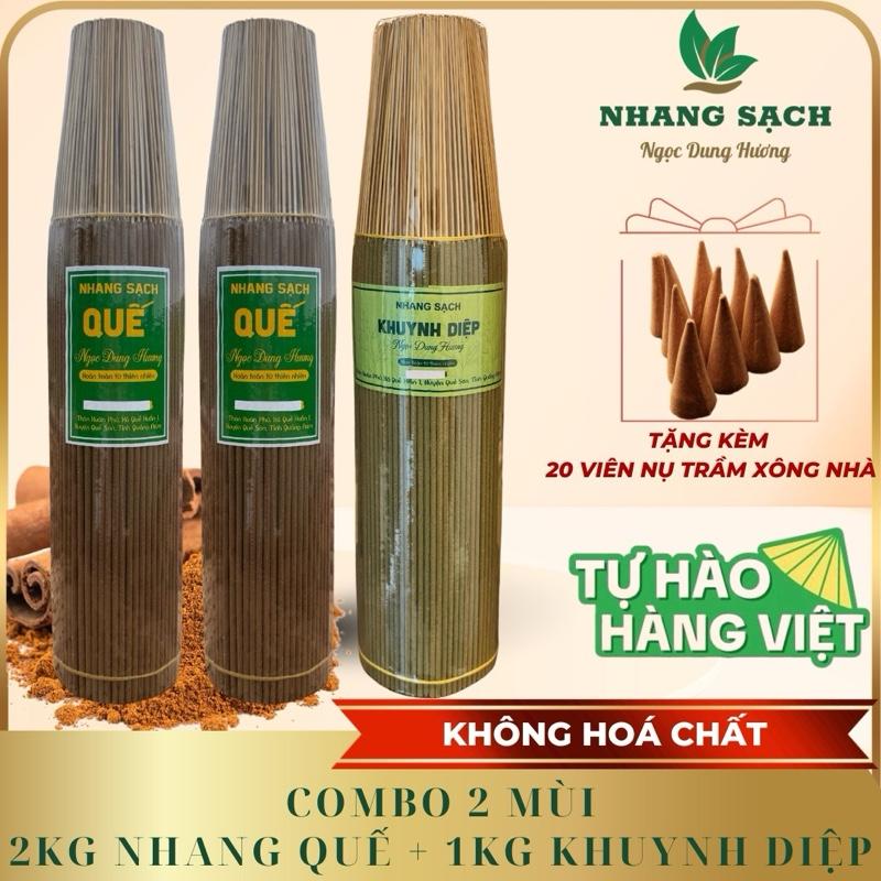 NHANG QUẾ VỎ 2BÓ - 2KG & NHANG KHUYNH DIỆP 1BÓ - 1KG;[mix 2 mùi]; thơm dịu nhẹ, dùng để thắp hằng ngày