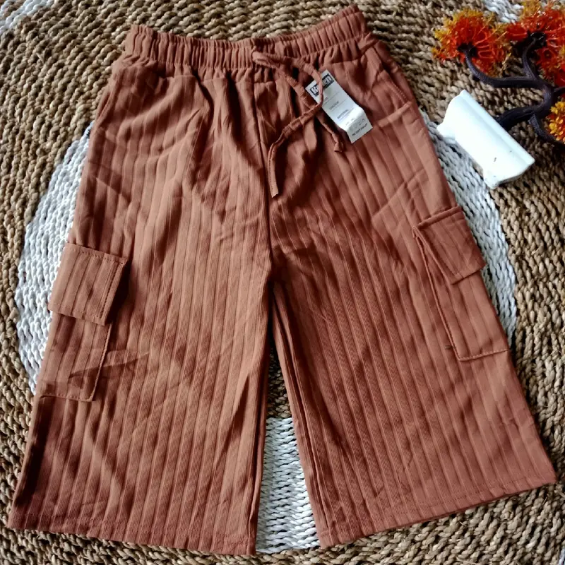 celana kulot pendek- celana pendek cargo.  celana pendek wanita. Hitam Santai Melar Casual Basic sehari hari 5