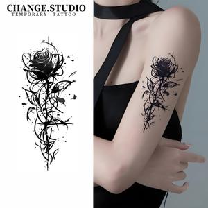 รอยสักชั่วคราว ลายดอกกุหลาบ ติดทนนาน 15 วัน กันน้ำ ไม่กลัวแรงเสียดทาน สติ๊กเกอร์รอยสัก