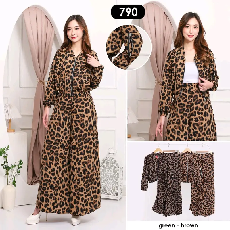 JLC Stelan macan sandy cargo celana kulot lebar  KD 790 Setelan Wanita 0
