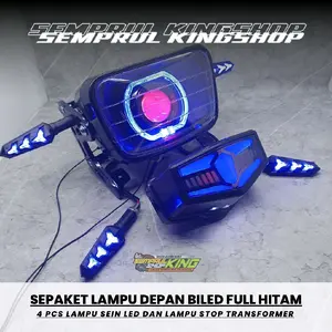 Sepaket Lampu Depan Biled Full Hitam LED Rx king Oval Set 4pc Lampu Sein Led Dan Lampu Stop Transformer Motorcycle