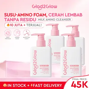 Glad2Glow Milk Cleanser Amino Acids Deep Cleansing Softly facial wash gentle | face wash low ph Brighten Skin Maintain Barrier menjaga kulit Membersihkan Wajah sabun cuci muka mencerahkan wajah kusam | pembersih wajah tone glow