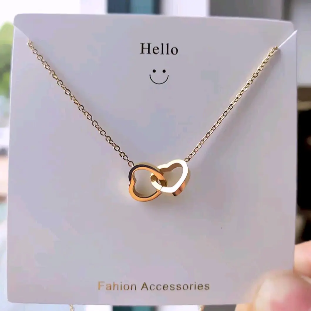 kalung love doubel anti karat terlaris dan terbaru untuk perempuan Gold Hitam