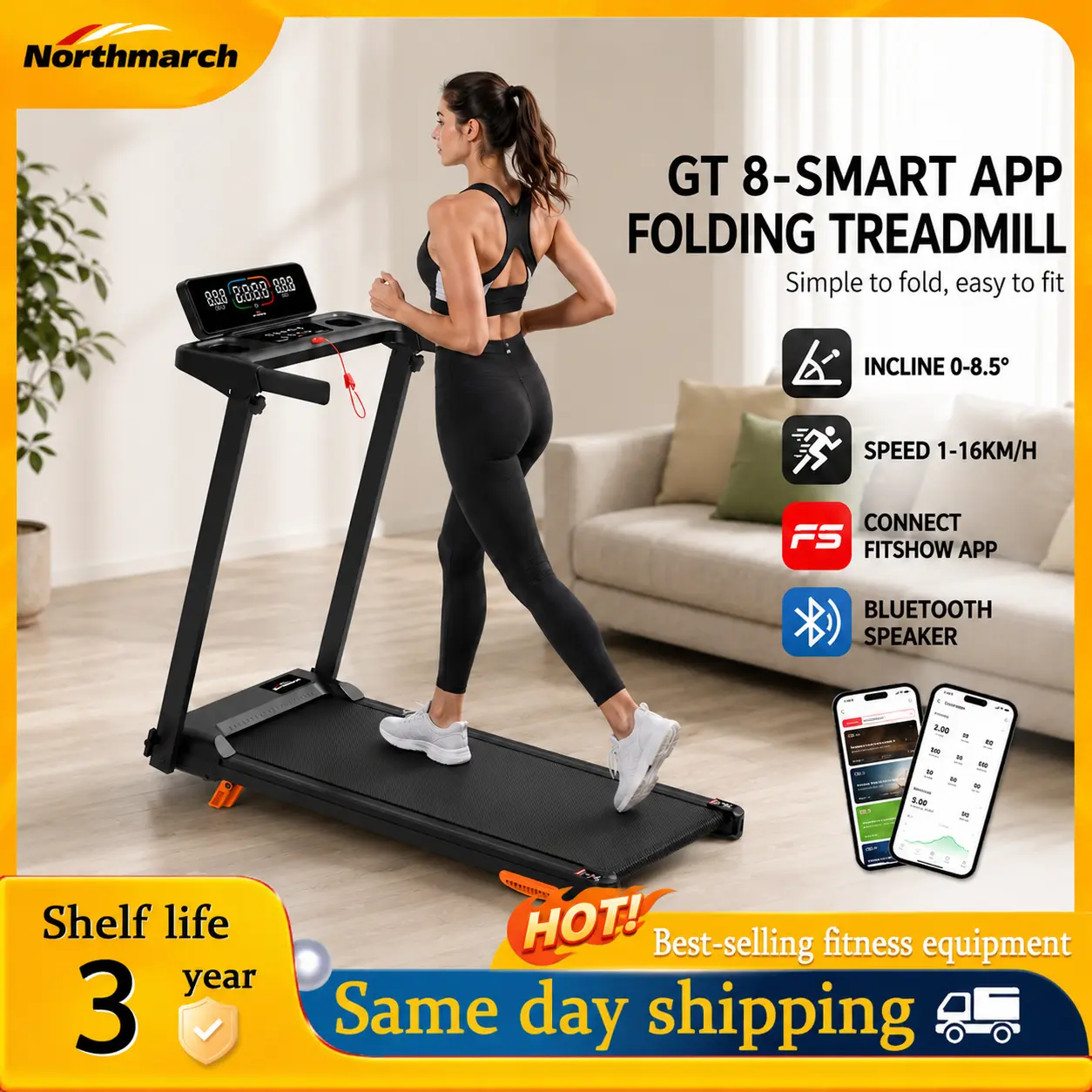 NORTHMARCH GT8 NEW RS7 Treadmill Elektrik Listrik Walking & Running Pad Peralatan Olahraga Jalan Jogging Lari walking pad