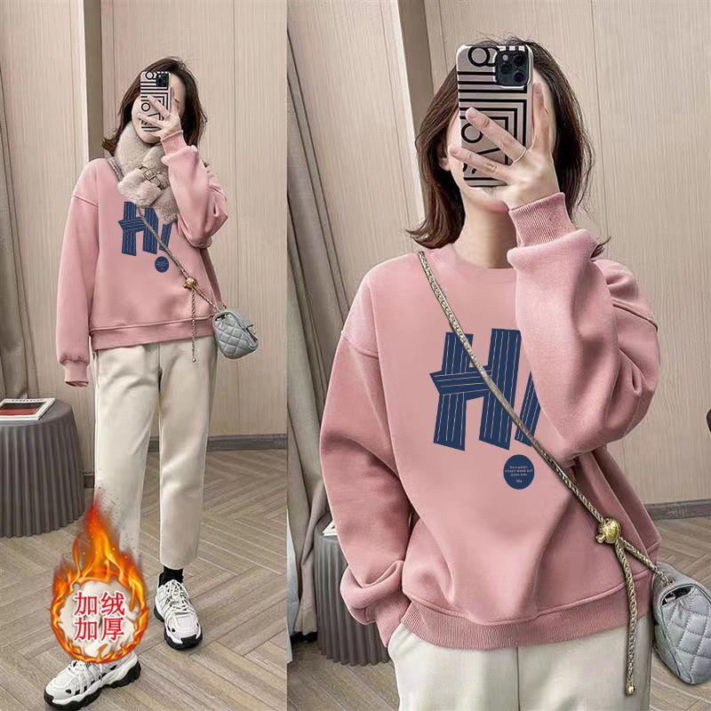 Product Introduction of Áo Cho Nữ, Áo Nỉ Cotton Nguyên Chất Mới Cho Mùa Thu Và Mùa Đông, Nhung Cáo Bạc Dày Dặn, Cổ Tròn Dáng Rộng In Họa Tiết Cao Cấp, Áo Giảm Béo Cho Nữ 18