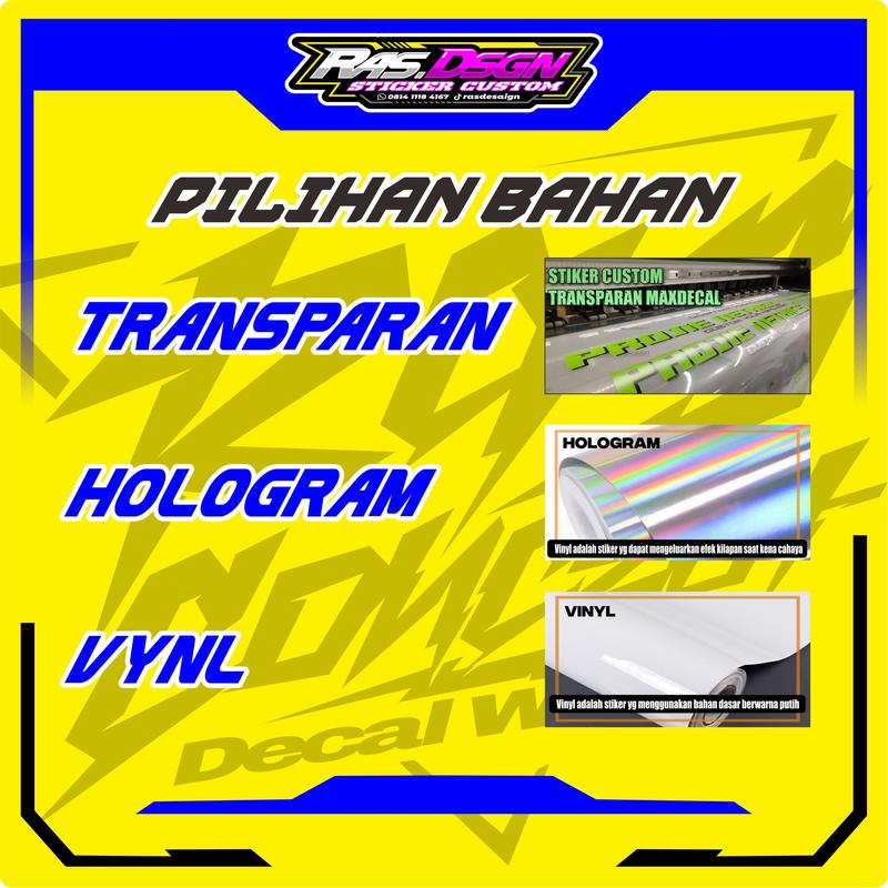 Striping Custom Design Bebas Sesuai Selera All Varian Matic / Bahan Transparan - Hologram - Vynl 2