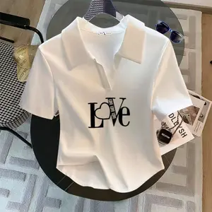 Kaos Crop Top Polo Shirt Wanita/Crop Top Polos/Kaos Wanita/T-shirt Kerah Polos//Kaos Crop Top Baju Atasan