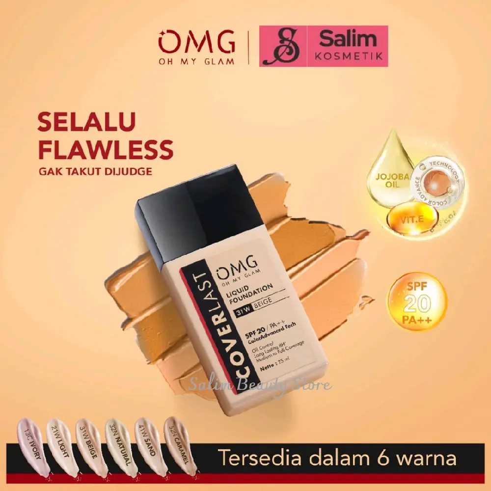 OMG Oh My Glam Coverlast Liquid Foundation  Wajah Lasting