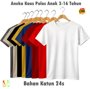 Kaos Polos Anak 3-16 Tahun Bahan Katun 24s tebal dan Lembut Fashion