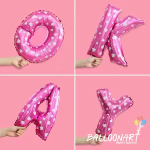 Huruf Pink 40cm Balon Foil/Balloon Alphabeth Pink 16inch/Balon Ulang Tahun