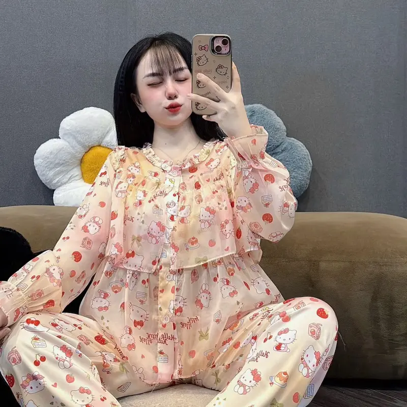 [Tay dài tiểu thư latin phối voan 03] Đồ bộ Pyjama nữ Tay dài tiểu thư 2 tầng lụa latin phối voan tơ cao cấp nhiều màu xinh Women 7