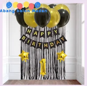 Paket Set Balon Dekorasi Ulang Tahun Simpel/ Perlengkapan Pesta Ultah/ Happy Birthday Murah Simple