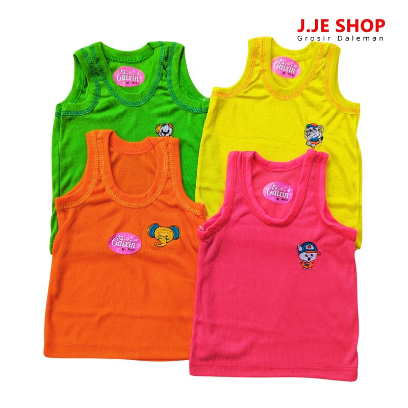 12 Pcs Kaos Singlet Anak Laki-Laki Stabillo SINGLET Anak Katun Bordir Unisex Fashion - Pola Grafis Karakter 0