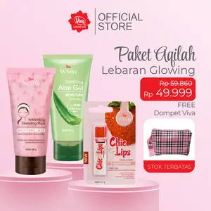 [VIVA COSMETICS] PAKET AQILAH GLOWING Sleeping Mask Aloe Gel Lip Balm