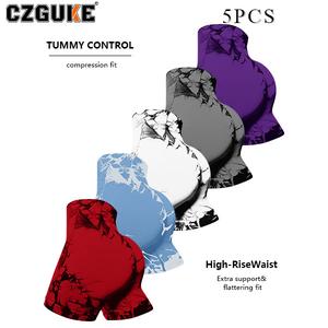 CZGUKE pantalones de fitness sin costuras con tie-dye para mujer, shorts deportivos ajustados de tiro alto para halterofilia, shorts sexys para correr con forma de melocotón, conjunto de yoga de cinco pzas