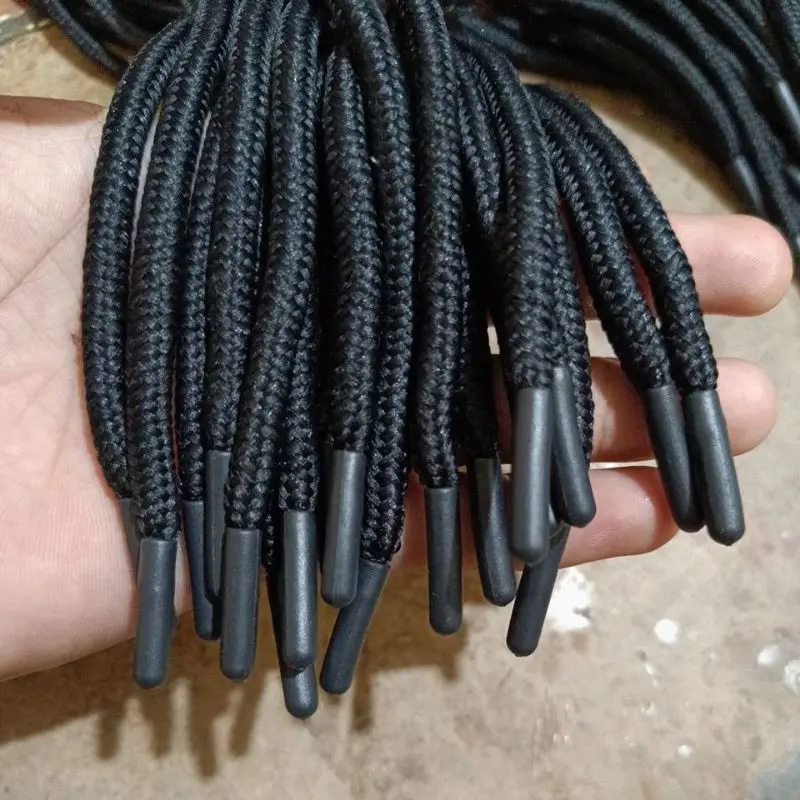 tali celana training ujung nutup / tali hoodie agoet metalik kapsul / tali hoodie aglet kapsul hitam