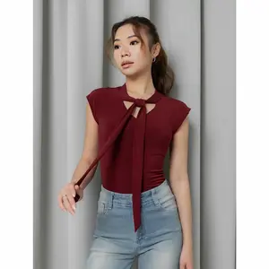 Evertops Luna Atasan Wanita Irsyach Tops Bahan Jersey Premium Leher Dasi Rompi Kamisol Kenyamanan Elegan