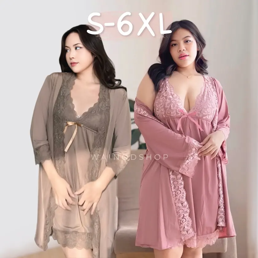 NATALIE S-6XL sexy lingerie dress & kimono - WAINODSHOP Wanita Tidur