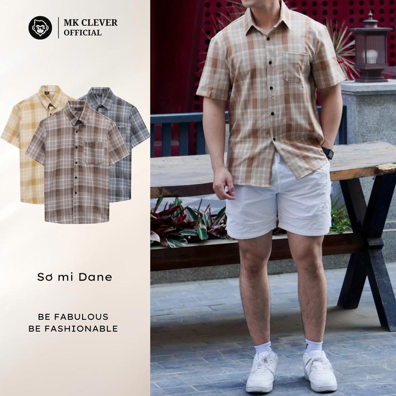  Áo sơ mi Cổ Đức Dane MK CLEVER họa tiết kẻ sọc Chất liệu vải đũi lạnh siêu đẹp form dáng trẻ trung Menswear Nam 