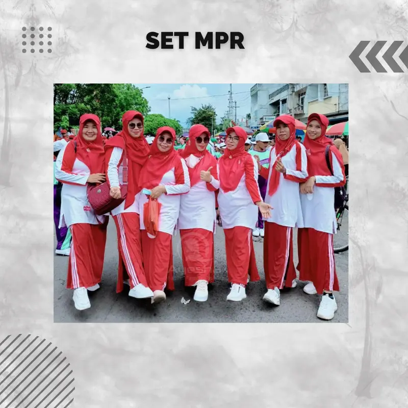 Setelan Baju Olahraga Ayesha Merah Putih Pria Wanita 6