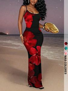 Vestido halter para mujer con estampado floral elegante, sexy y casual para el verano, ideal como atuendo de fiesta, diseño cómodo y chic