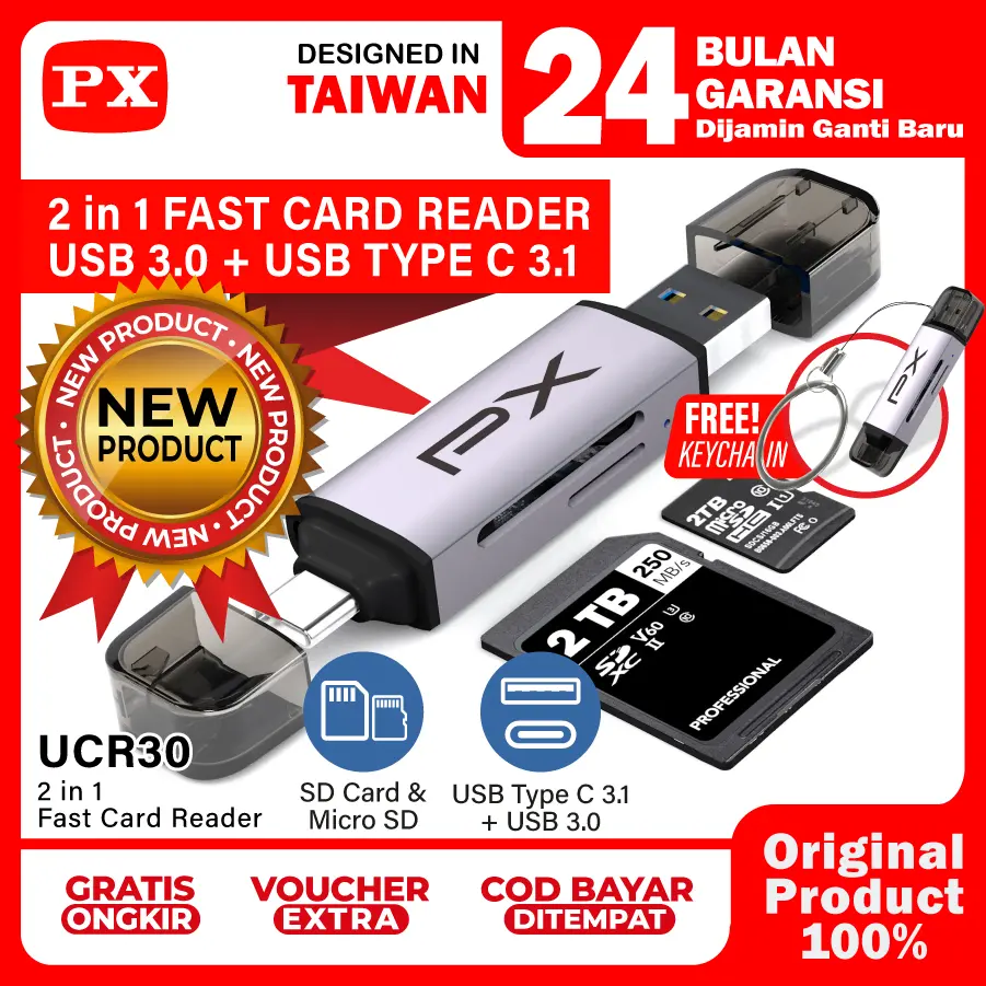 Card Reader Type C USB 3.0 Memory Card SD Card Micro SD 2TB OTG Adaptor High Speed 5Gbps 2 in 1 PX UCR30
