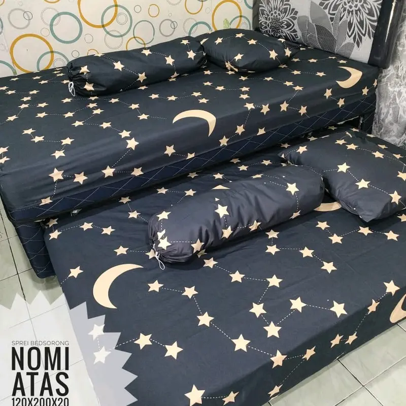 sprei bed sorong bed atas bawah ukuran 120 Katun Bunga 5