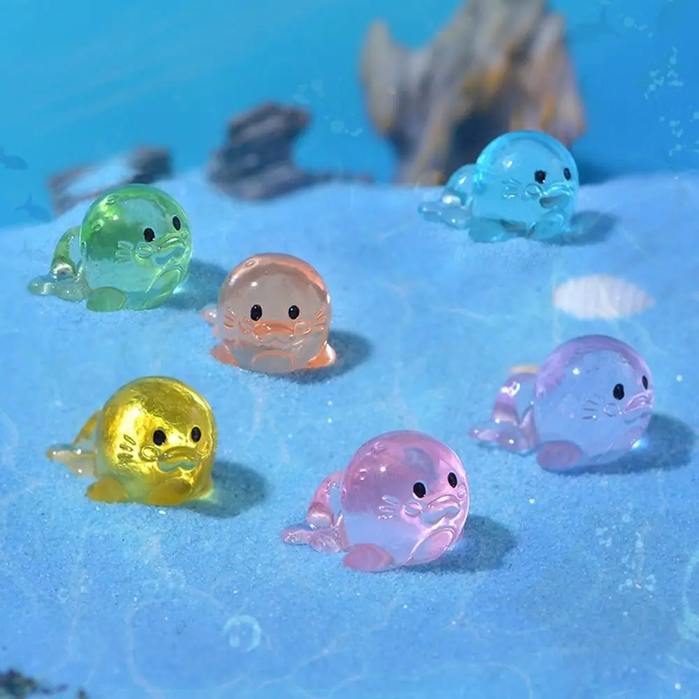 Creative Resin Craft Sea Lion Ornaments Cartoon Micro Landscape Mini Sea Lion Ornaments 3D Sea Animal Model Yard