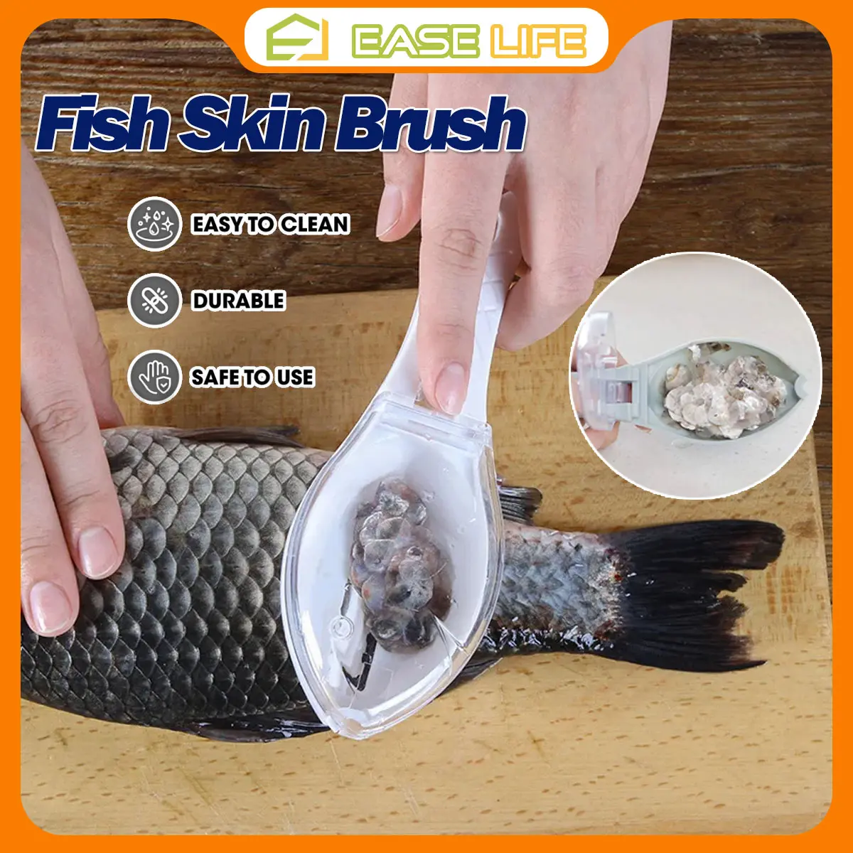Fish Scale Remover Cleaner Seafood Peeler Alat Buang Sisik Ikan Fish Scale Scraper Pengisik Ikan Tool Grater Scaler Gadgets Alat Buang Sisik Ikan Kitchenware