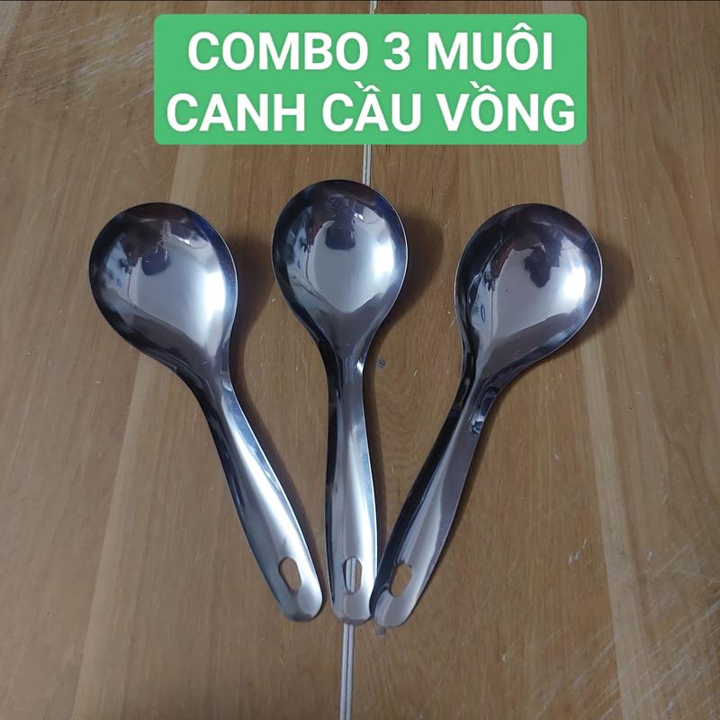  Combo 3 Muỗng múc canh inox Cầu Vồng vá cơm canh giá rẻ 