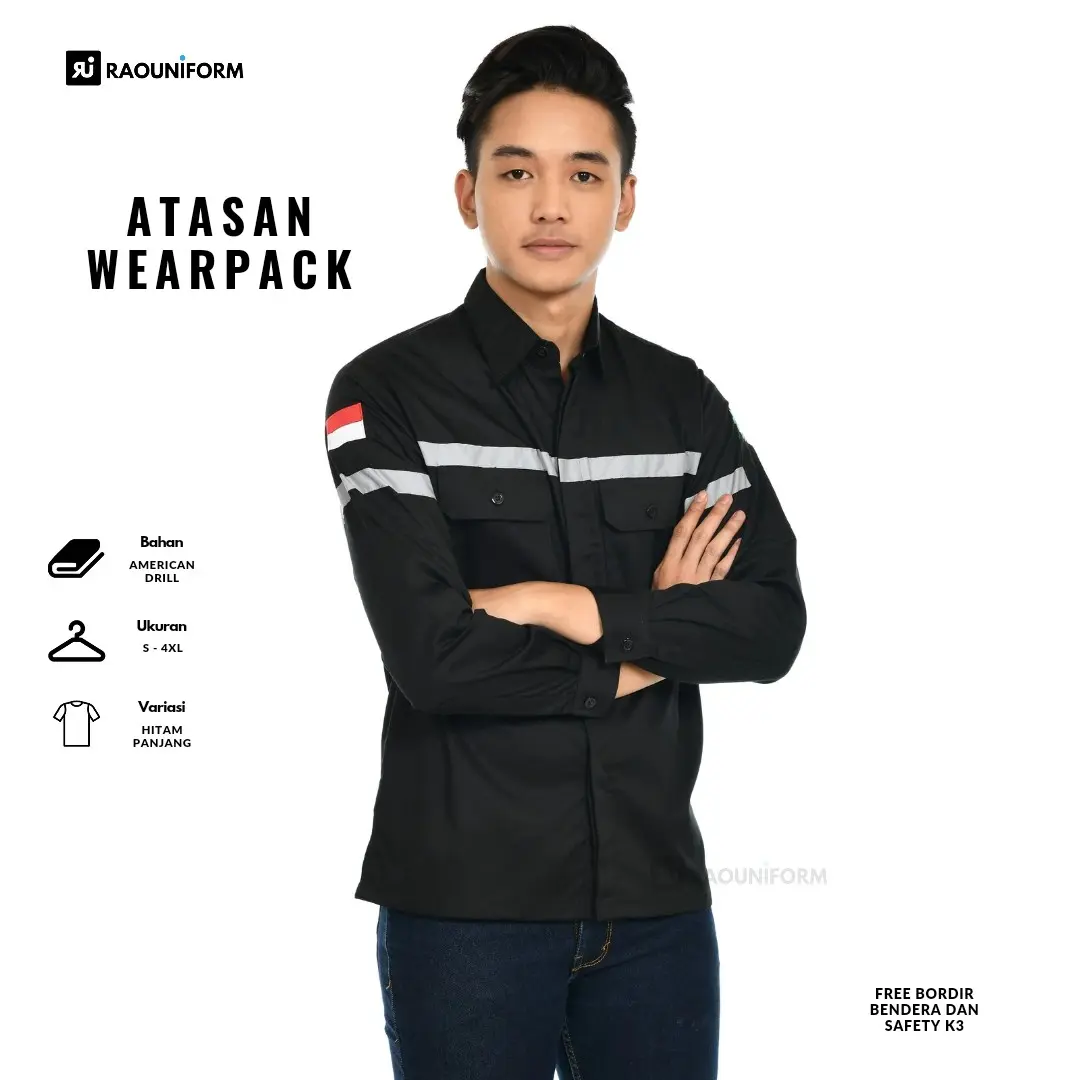Kemeja proyek lapangan/Baju seragam safety/Seragam proyek safety/Baju kemeja proyek pria/Baju safety K3/Seragam kerja custom bordir Abu Biru Merah Putih Wearpack Panjang