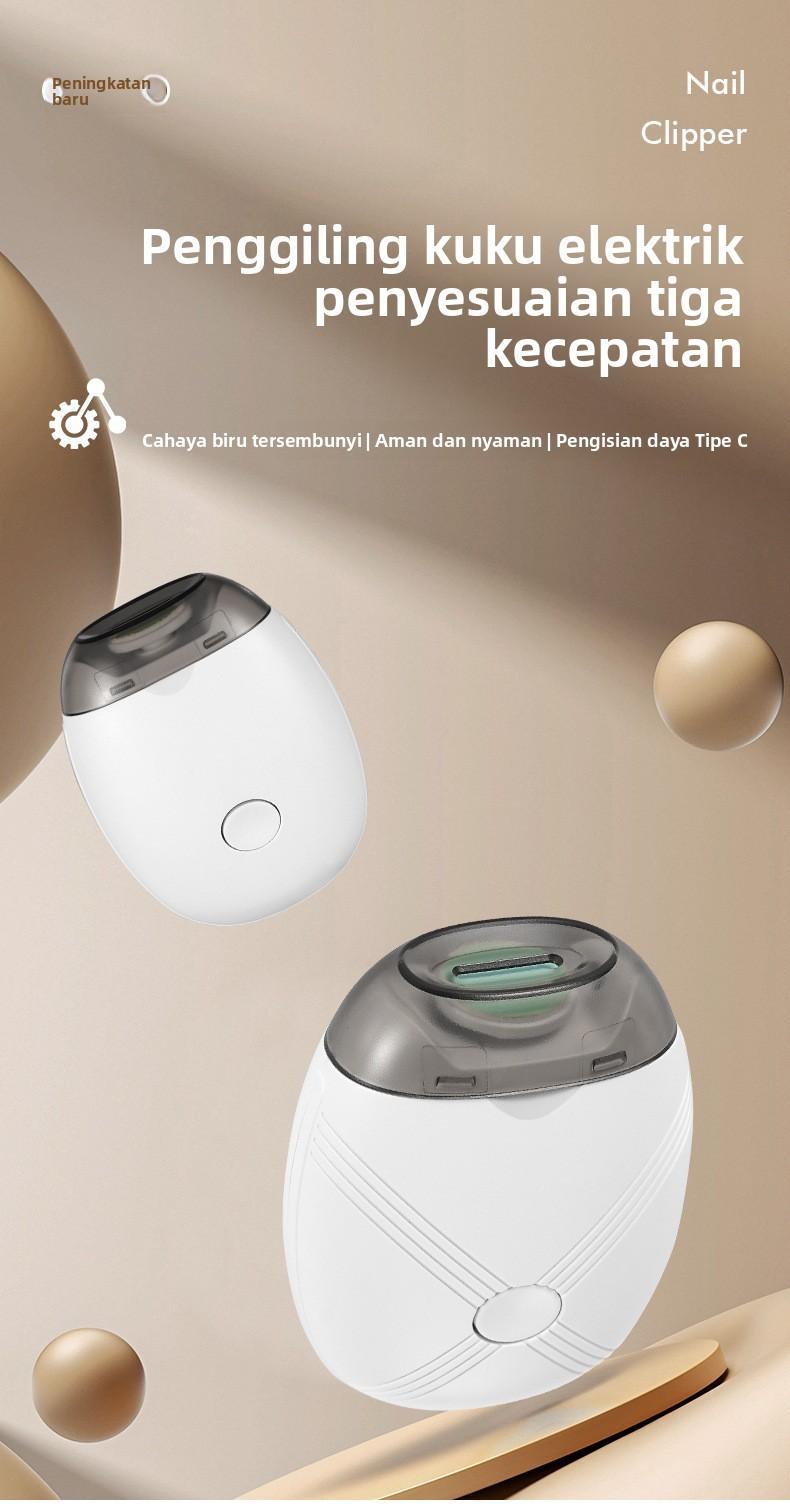 【Kecil Portabel】Alat Potong Kuku Elektrik - Wajib Punya Perjalanan Dinas & Wisata, Ukuran Saku, Dilengkapi Lampu, Isi Ulang Daya, 3 Level Kecepatan, Universal Dewasa/Anak/Lansia, Aman & Praktis