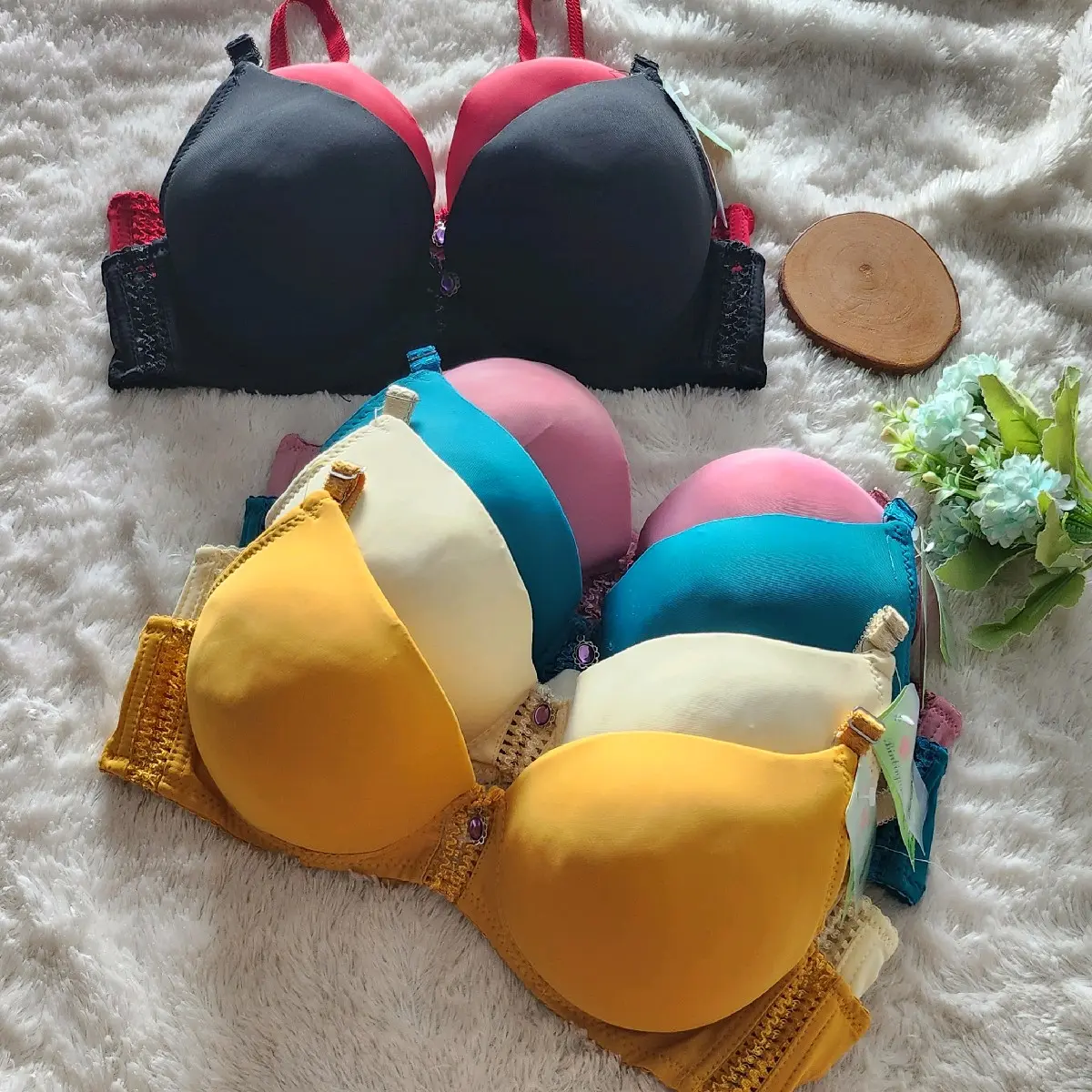 [ isi 3pcs random ] Bra Wanita Jumbo Cup C to D Busa Tebal -+3cm Kait 3 Size 46-52 motif polos Bra Push Up Khusus PD Besar bh D1516